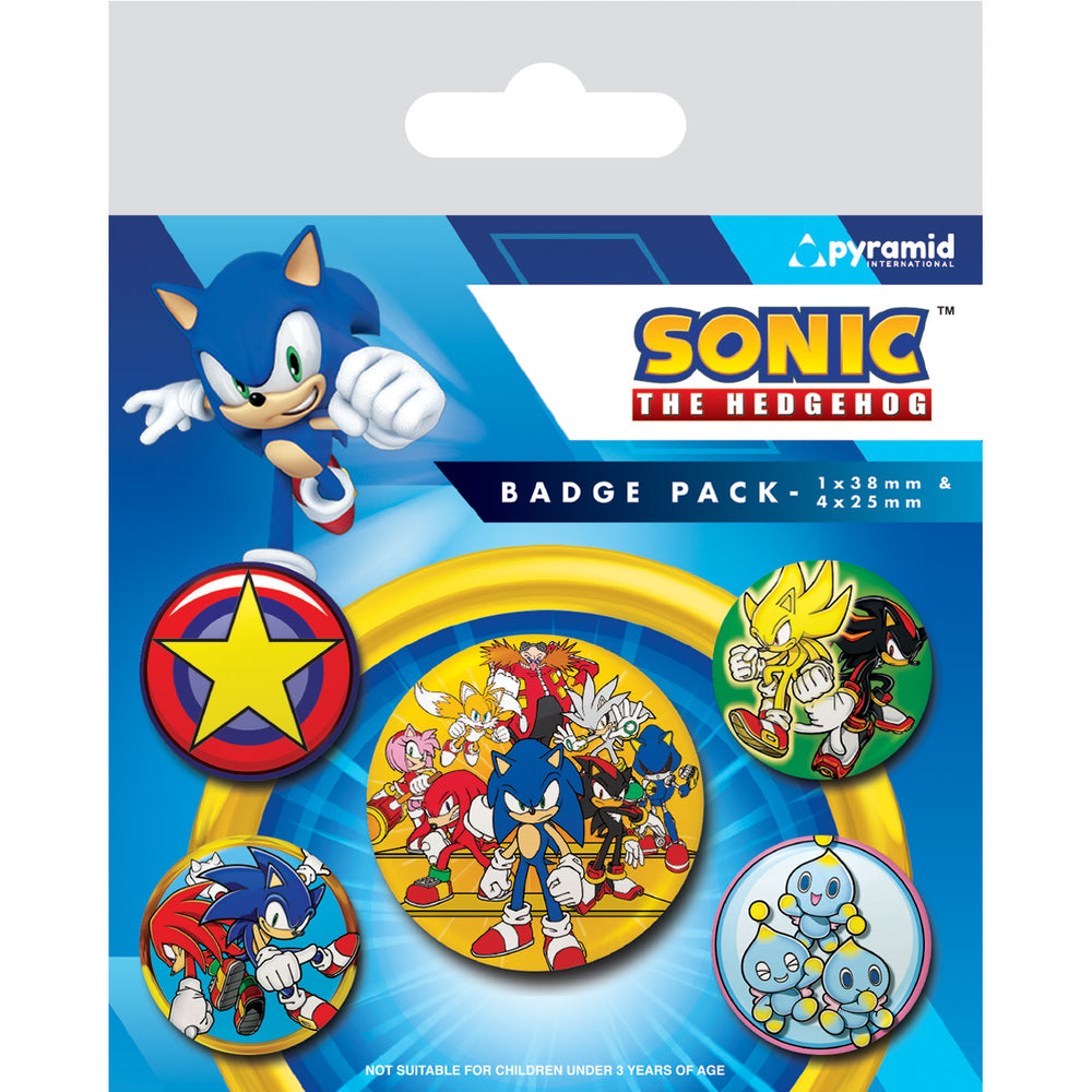 Sonic The Hedgehog Speed Team Set Of 5 Badge Pack