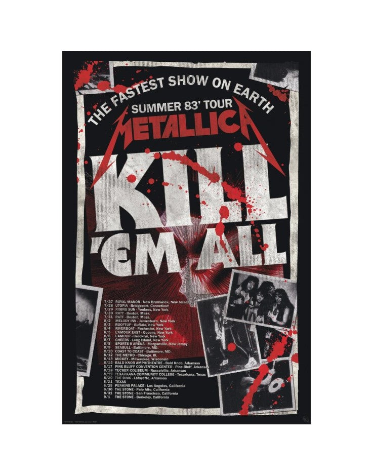 Metallica Kill 'Em All Summer 1983 USA Tour Maxi Poster