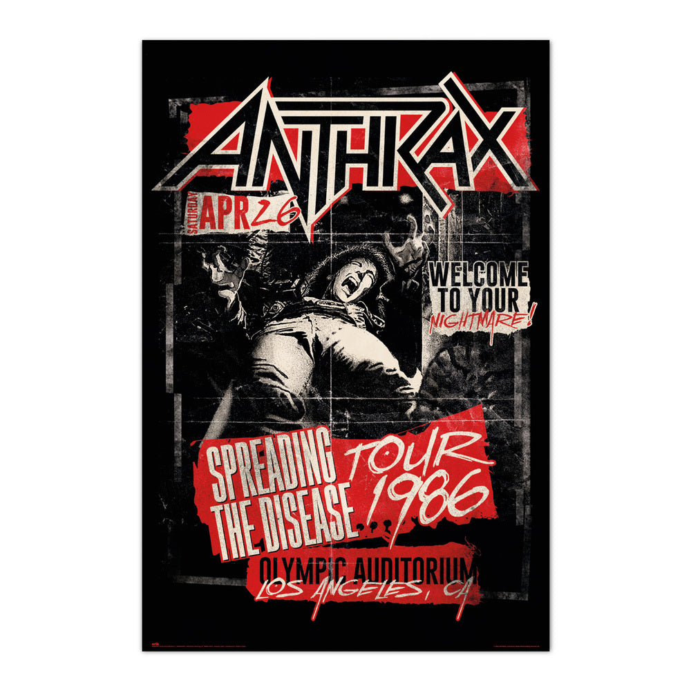 Anthrax Spreading The Disease Tour Los Angeles 1986 Maxi Poster