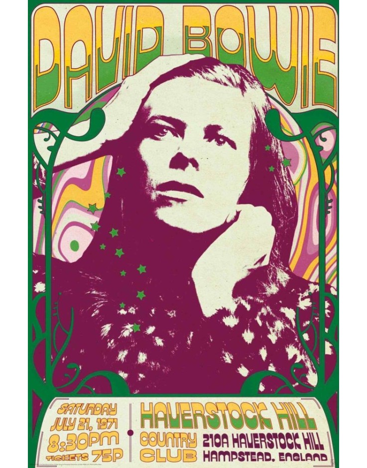 David Bowie Haverstock Hill Country Club July 1971 Gig Maxi Poster