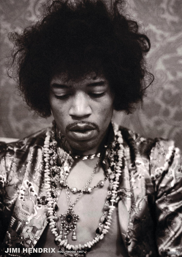 Jimi Hendrix Hollywood 1967 Black & White Maxi Poster