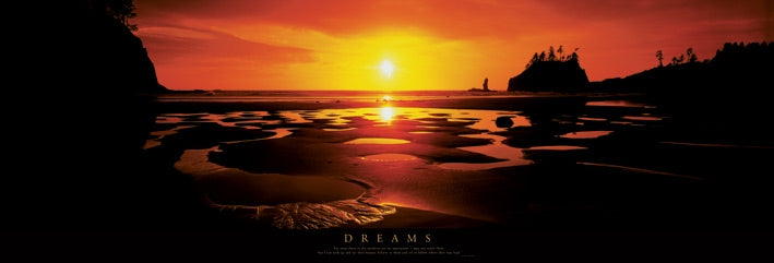 Dreams Colour Sunrise Scene With Quote 158x53cm Panoramic Door Poster