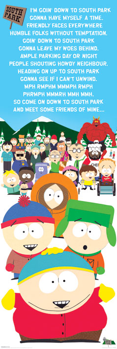 South Park Cast And Theme Song Lyrics 158x53cm Door Poster