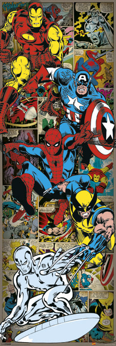 Marvel Comics Heroes Retro Collage Official 158x53cm Door Poster