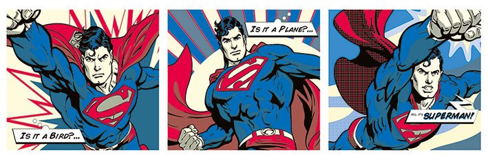 Superman Pop Art Triptych 158x53cm Panoramic Door Poster