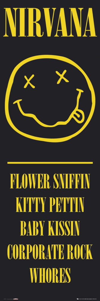 Nirvana Smiley & Flower Sniffin Kitty Pettin Licensed 158x53cm Door Poster