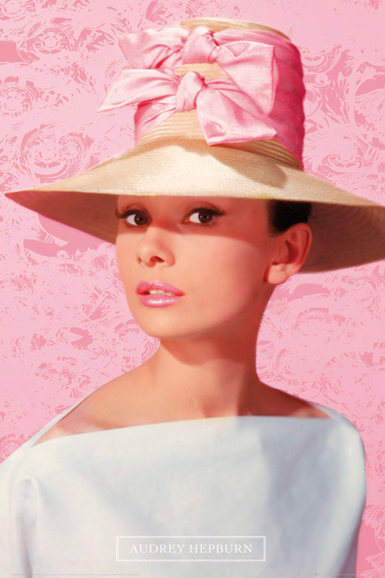 Audrey Hepburn Pink Hat Maxi Poster