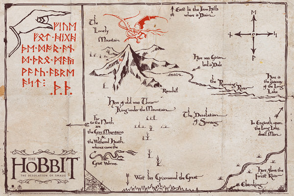 The Hobbit Desolation Of Smaug Mountain Map Maxi Poster