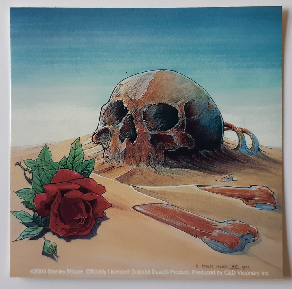 Grateful Dead Skull And Rose 10cm Square Vinyl Sticker