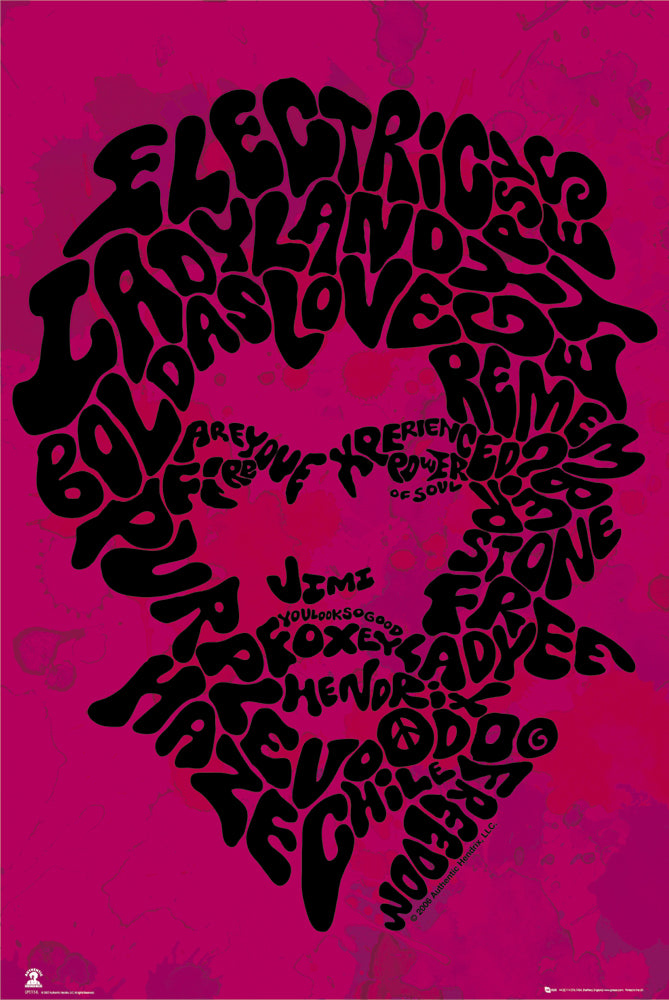 Jimi Hendrix Song Titles Maxi Poster