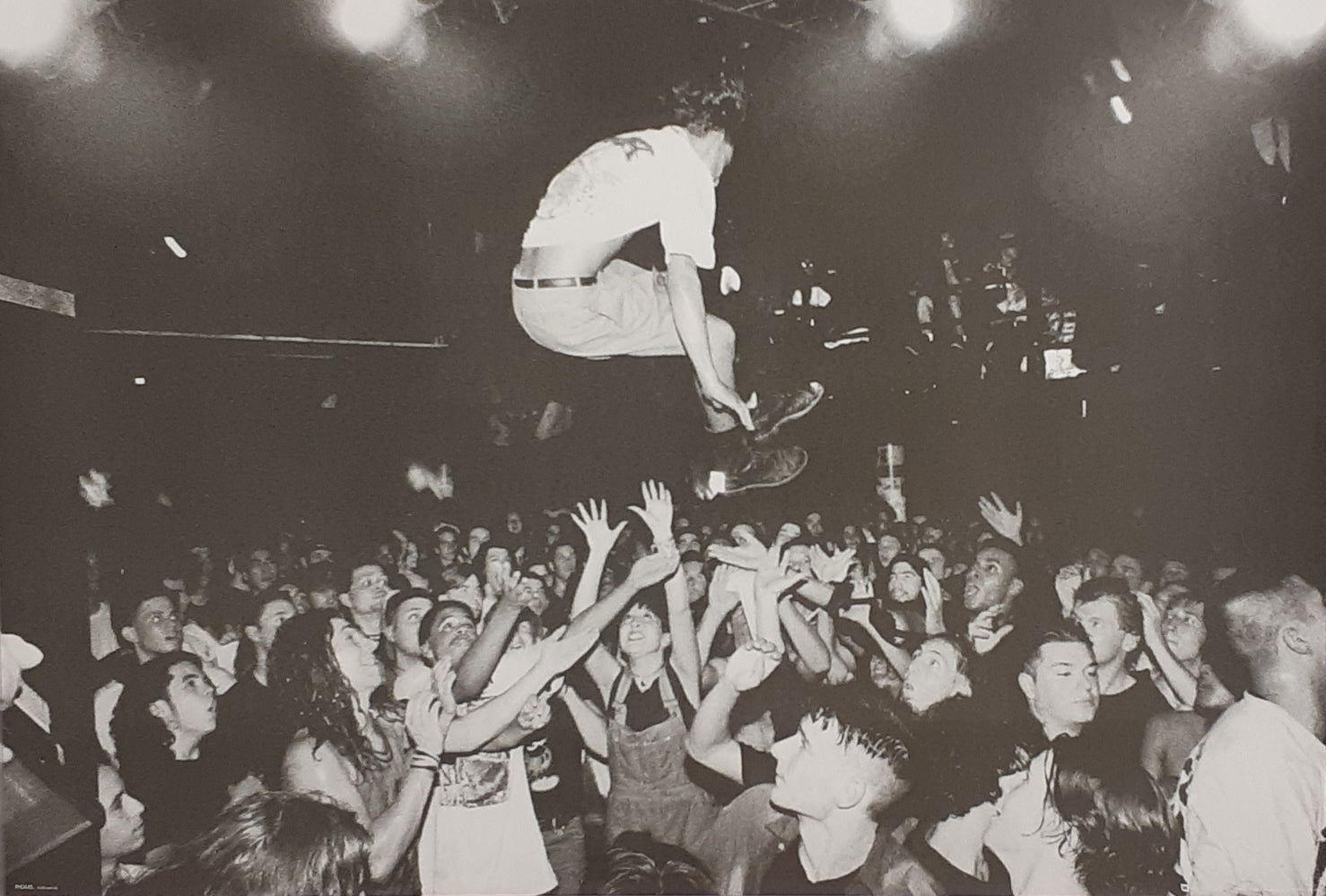 Crowd Surfer At Gig Black & White Maxi Poster