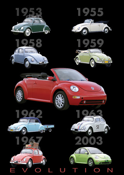 VW Beetle Bug Evolution 1953 - 2003 Vintage Maxi Poster – Koolpixnz