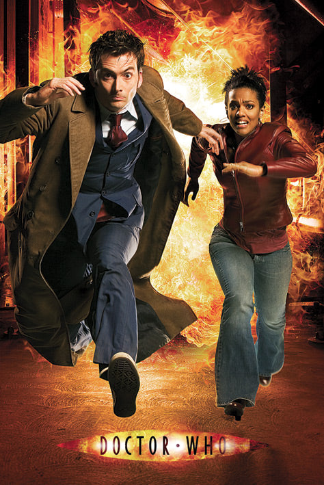 Doctor Who Fire With 10th Doctor David Tennant Vintage Maxi Poster