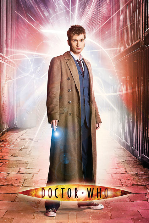 Doctor Who Lightning With 10th Doctor David Tennant Vintage Maxi Poster