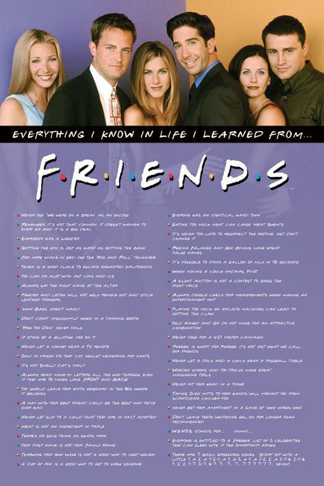 Friends TV Series Everything I Know In Life Maxi Poster