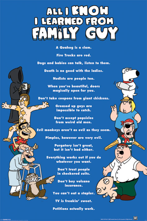 Family Guy All I Know I Learned From Maxi Poster