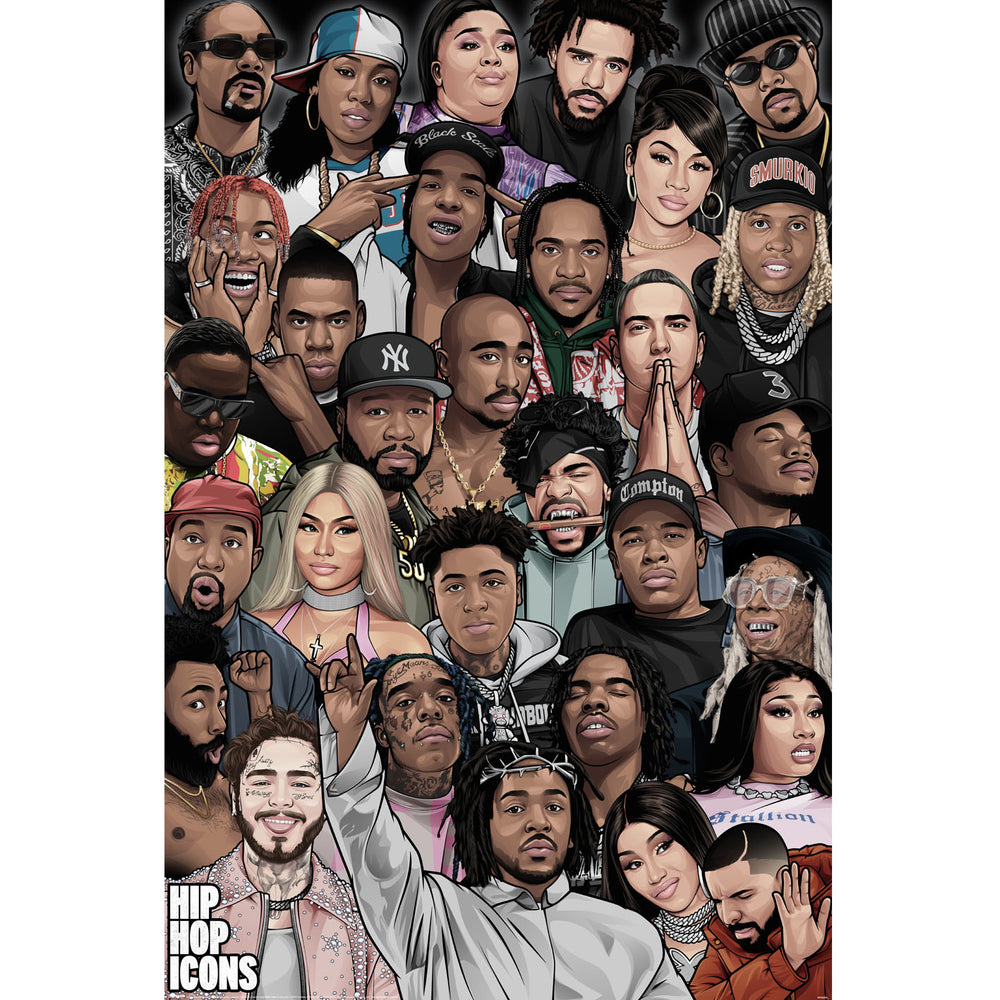 Hip Hop Icons Montage Colour Maxi Poster