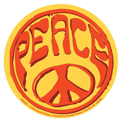 Peace Logo And Word 95mm Vinyl Sticker