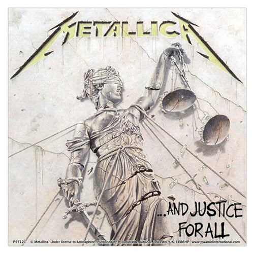 Metallica And Justice For All 95mm Square Vinyl Sticker