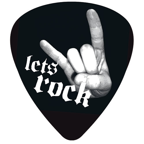 Let's Rock Plectrum Shaped 9cm Vinyl Sticker