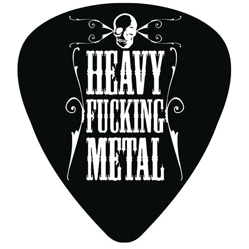 Heavy Fucking Metal Plectrum Shaped 9cm Vinyl Sticker